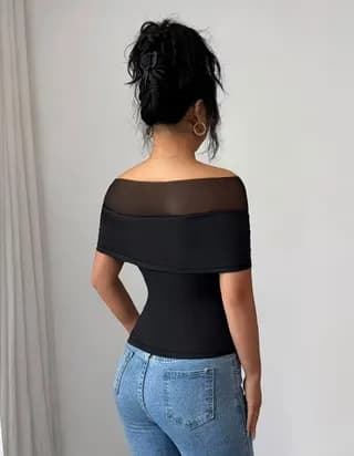 Blusa de Malla 1 Hombro Negro T-M 3