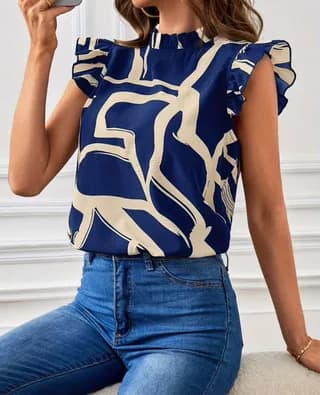 Camisa Mujer Estampado Azul T-XL 1