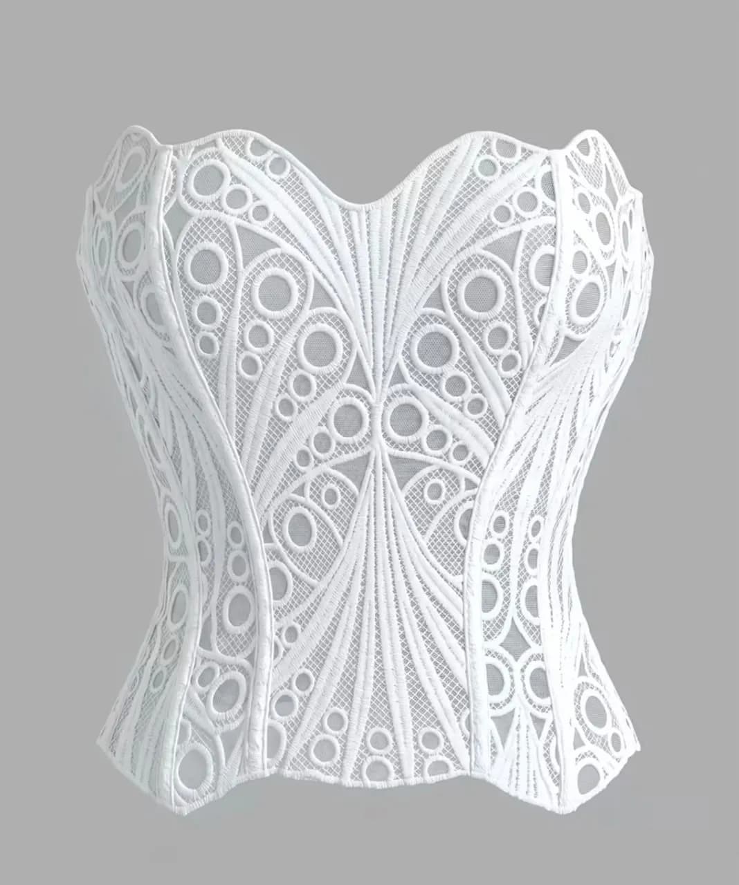 corset floral de varillas BLANCO T-S